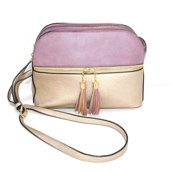 DASEIN silver-ish gold & purple shoulder bag, handbag, purse, man made materials - Picture 1 of 11